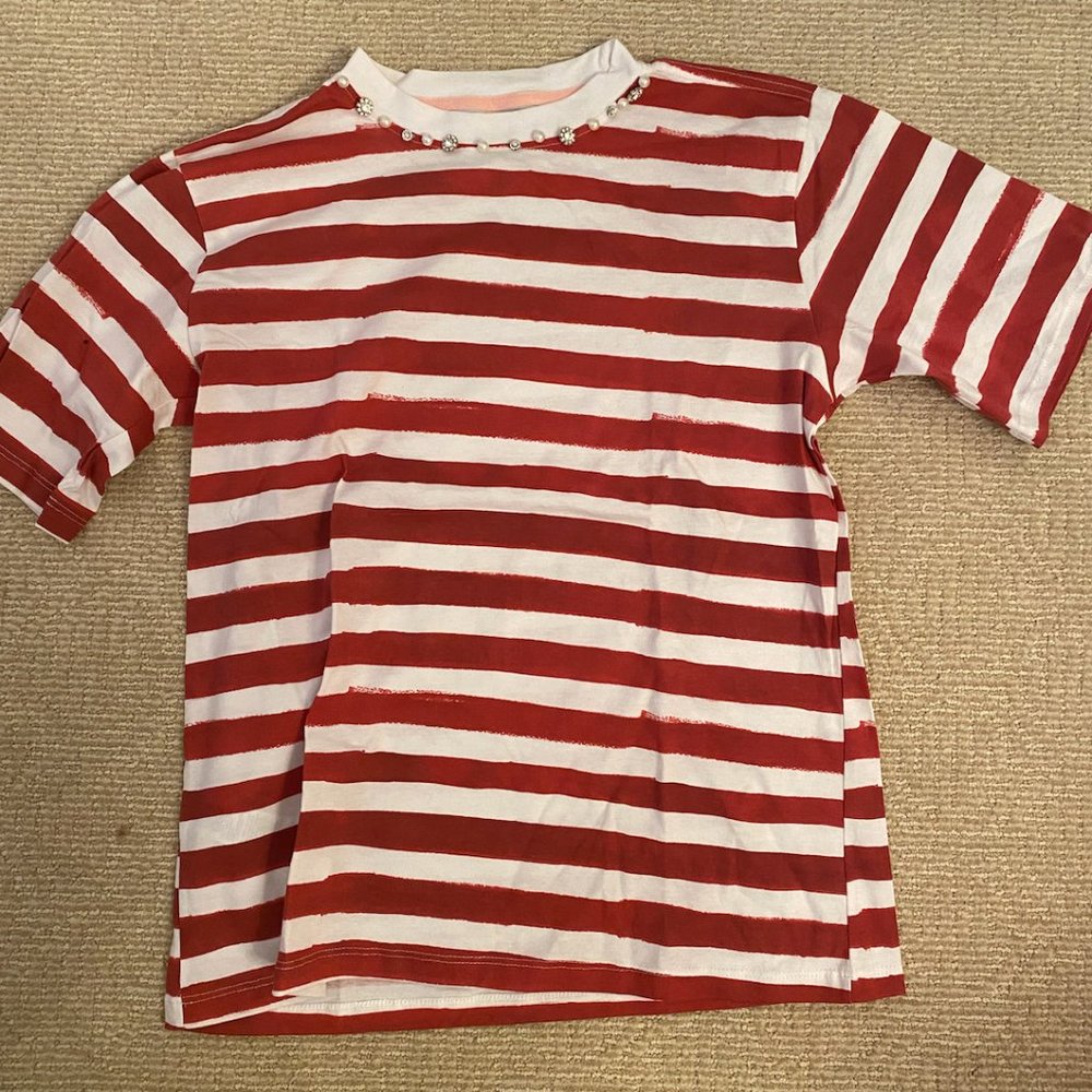 Sister Sister red and white striped T- shirt